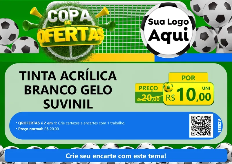 Modelo de Cartaz para Cartaz A4 Horizontal com o tema Copa De Ofertas para Tintas e Ferramentas