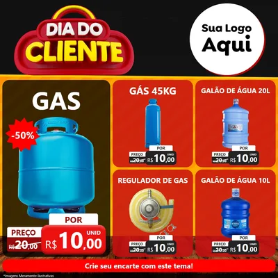 Modelo de Rede Social para Feed Facebook com o tema Dia do Cliente para Água e gás