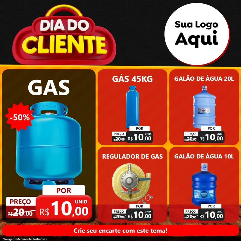 Modelo de Rede Social para Feed Facebook com o tema Dia do Cliente para Água e gás