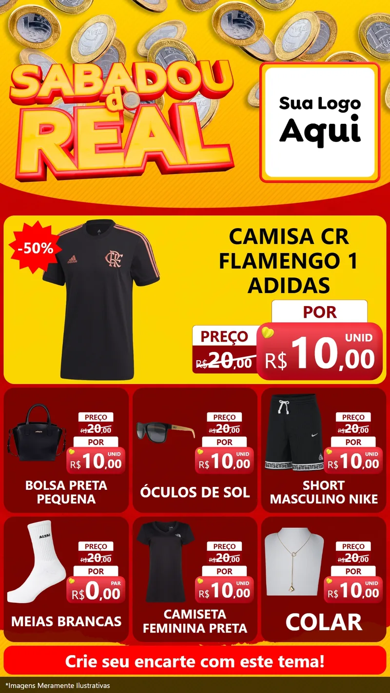 Modelo de Rede Social para Stories com o tema Sabadou do Real para Roupas e acessórios