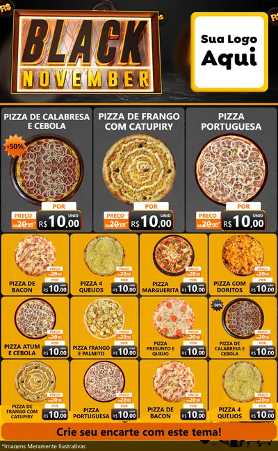 Modelo de Encarte para Encarte Grande com o tema Black November para Pizzaria