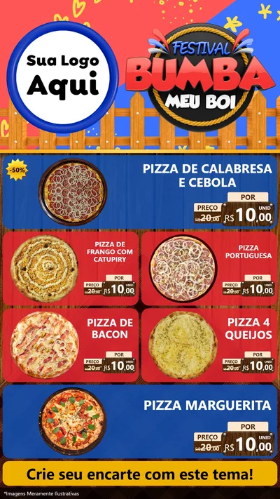 Modelo de TV para TV Vertical com o tema Festival Bumba Meu Boi para Pizzaria