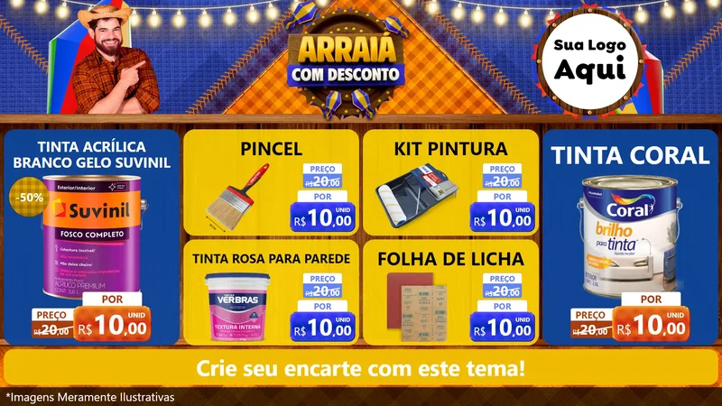 Modelo de TV para TV Horizontal com o tema Arraiá Com Desconto para Tintas e Ferramentas