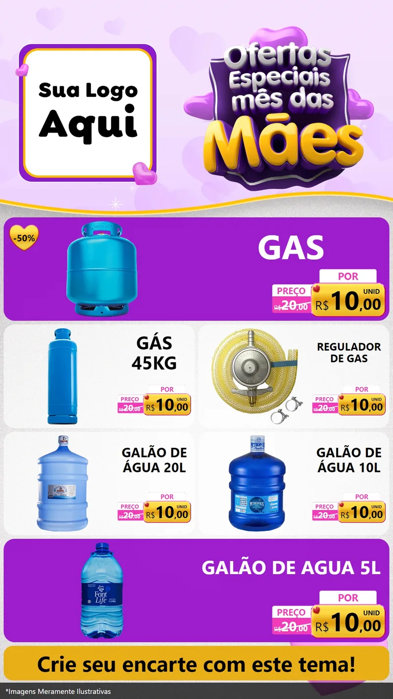 Modelo de TV para TV Vertical com o tema Ofertas Especiais - Mês das Mães para Água e gás