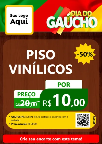 Modelo de Cartaz para Cartaz A4 Vertical com o tema Dia do Gaúcho para Material para Construção