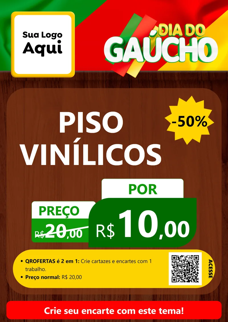 Modelo de Cartaz para Cartaz A4 Vertical com o tema Dia do Gaúcho para Material para Construção