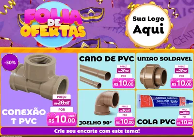 Modelo de Encarte para Encarte A4 Horizontal com o tema Folia de Ofertas para Tubos e conexões