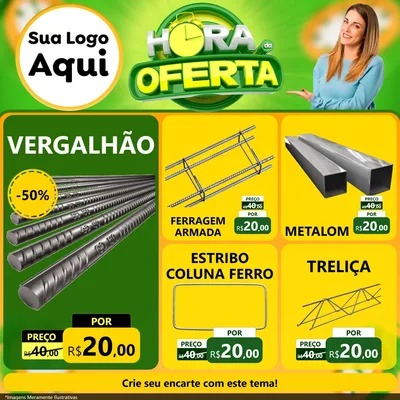 Modelo de Rede Social para Feed Facebook com o tema Hora da Oferta para Ferragens