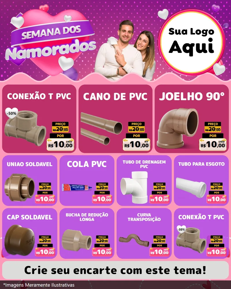 Modelo de Rede Social para Feed Instagram com o tema Semana dos Namorados para Tubos e conexões