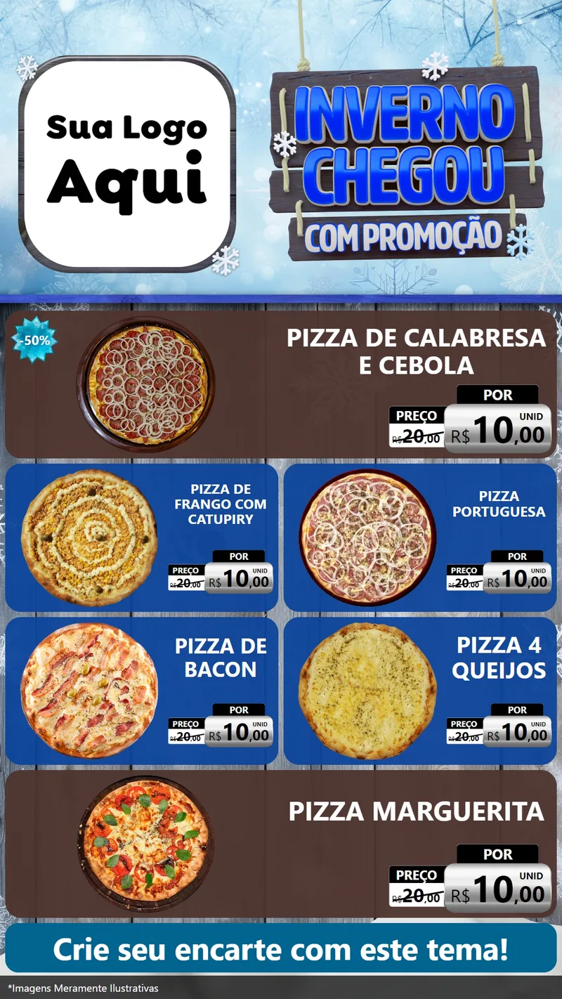 Modelo de TV para TV Vertical com o tema Inverno Chegou Com Promoção para Pizzaria