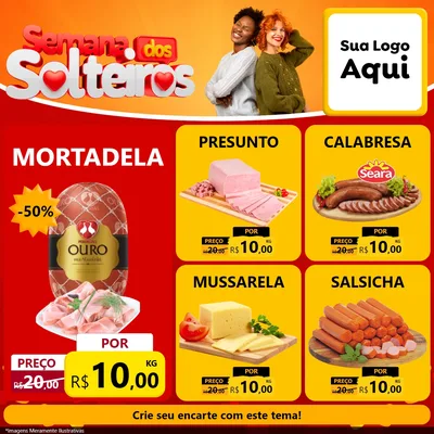 Modelo de Rede Social para Feed Facebook com o tema Semana dos Solteiros para Frios e Laticínios
