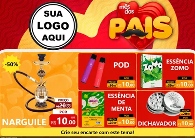 Modelo de Encarte para Encarte A4 Horizontal com o tema Mês Dos Pais para Tabacaria