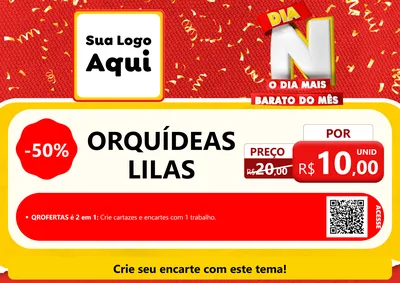 Modelo de Cartaz para Cartaz A4 Horizontal com o tema Dia N o Dia Mais Barato do Mês para Floricultura e jardim