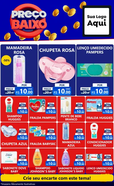 Modelo de Encarte para Encarte Grande com o tema Preço Baixo para Bebês