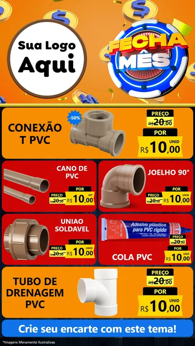Modelo de TV para TV Vertical com o tema Fecha Mês para Tubos e conexões