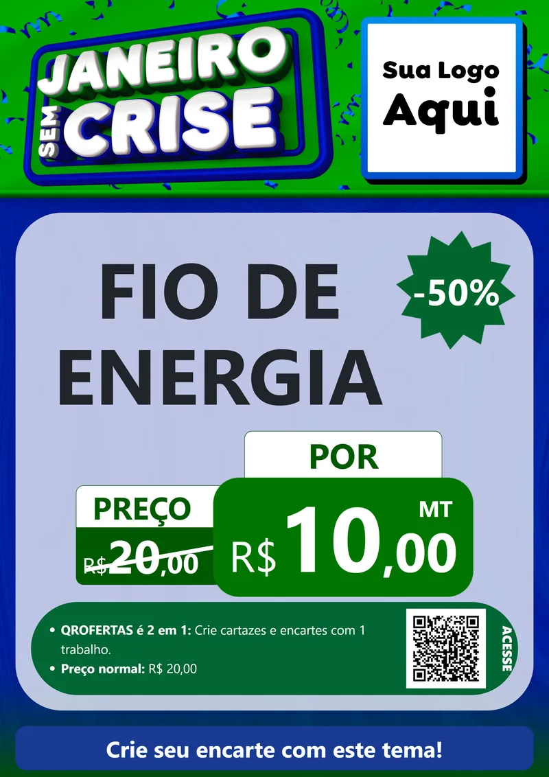 Modelo de Cartaz para Cartaz A4 Vertical com o tema Janeiro Sem Crise para Materiais Elétricos