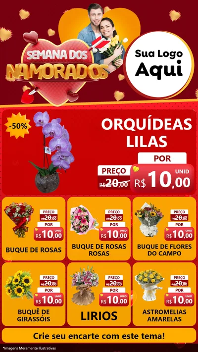 Modelo de Rede Social para Stories com o tema Semana dos Namorados para Floricultura e jardim