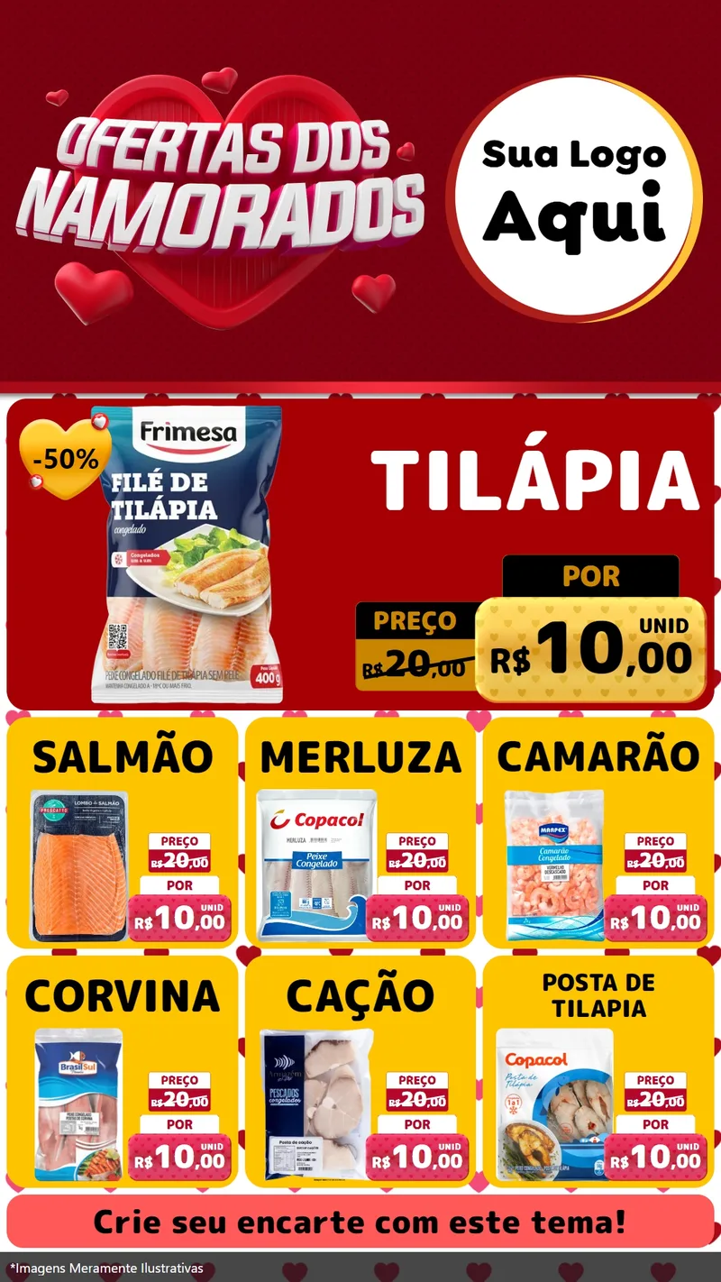 Modelo de Rede Social para Stories com o tema Ofertas Dos Namorados para Peixaria