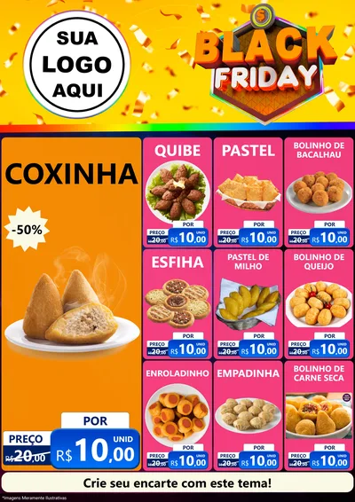 Modelo de Encarte para Encarte A4 Vertical com o tema Black Friday para Salgadaria