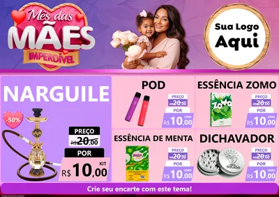 Modelo de Encarte para Encarte A4 Horizontal com o tema Mês das Mães Imperdível para Tabacaria