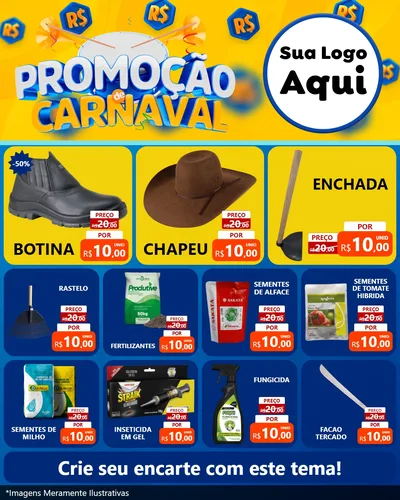 Modelo de Rede Social para Feed Instagram com o tema Promoção de Carnaval para Agropecuária
