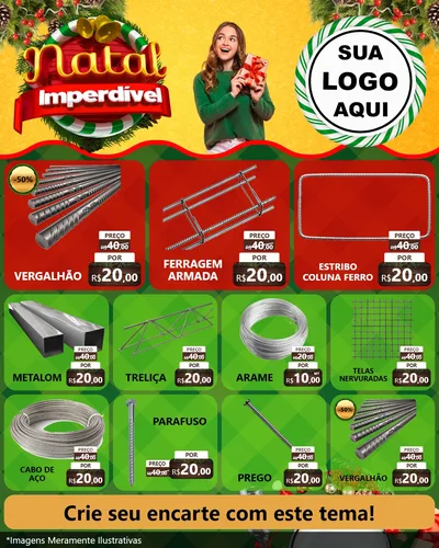Modelo de Rede Social para Feed Instagram com o tema Natal Imperdível para Ferragens