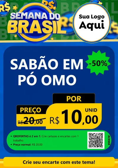 Modelo de Cartaz para Cartaz A4 Vertical com o tema Semana Do Brasil para Produtos de Limpeza