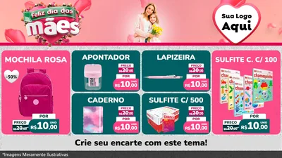 Modelo de TV para TV Horizontal com o tema Feliz Dia das Mães para Papelaria
