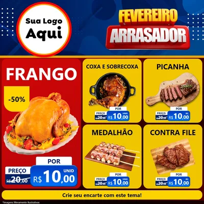 Modelo de Rede Social para Feed Facebook com o tema Fevereiro Arrasador para Assados