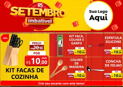 Modelo de Encarte para Encarte A4 Horizontal com o tema Setembro Imbatível para Utilidades Domésticas