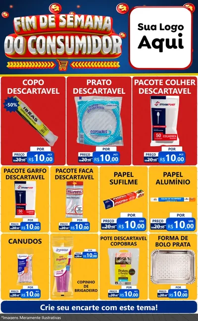 Modelo de Encarte para Encarte Grande com o tema Fim de Semana do Consumidor para Embalagens