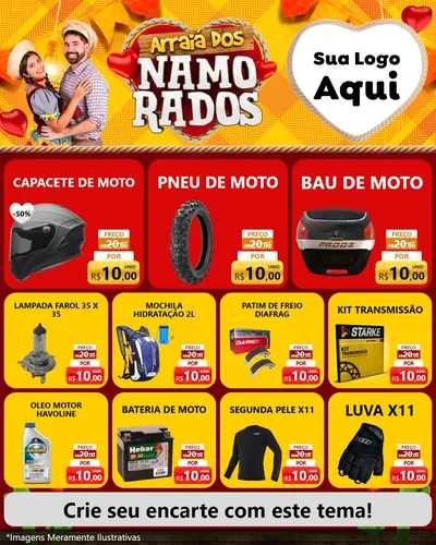 Modelo de Rede Social para Feed Instagram com o tema Arraiá dos Namorados para Moto peças