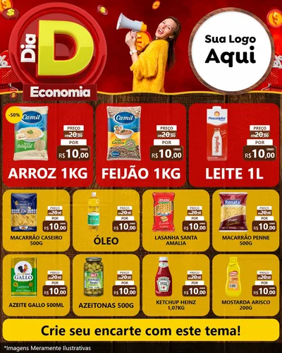 Modelo de Rede Social para Feed Instagram com o tema Dia D Economia para Supermercado