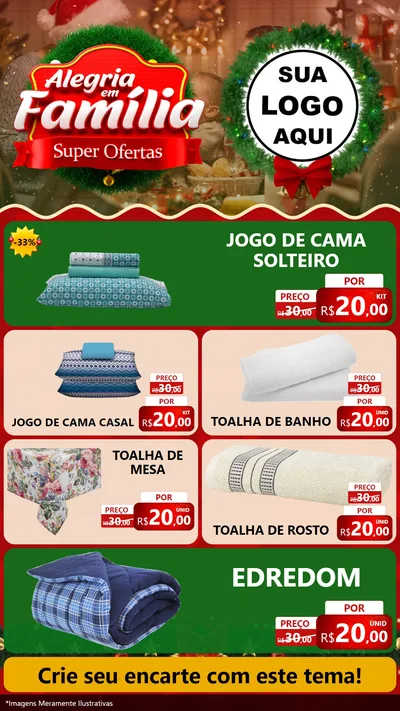 Modelo de TV para TV Vertical com o tema Alegria Em Família - Super Ofertas para Cama, Mesa e Banho