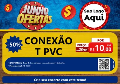 Modelo de Cartaz para Cartaz A4 Horizontal com o tema Junho de Ofertas para Tubos e conexões