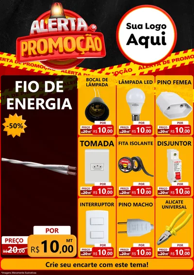 Modelo de Encarte para Encarte A4 Vertical com o tema Alerta de Promoção para Materiais Elétricos