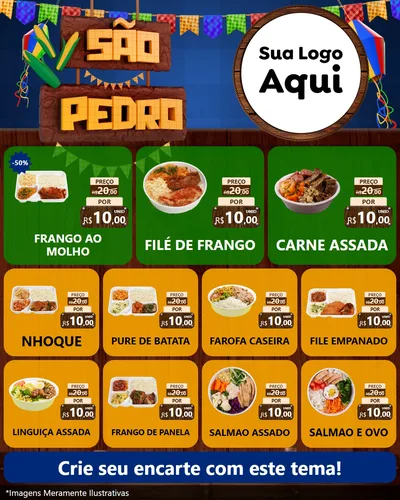 Modelo de Rede Social para Feed Instagram com o tema São Pedro para Restaurante