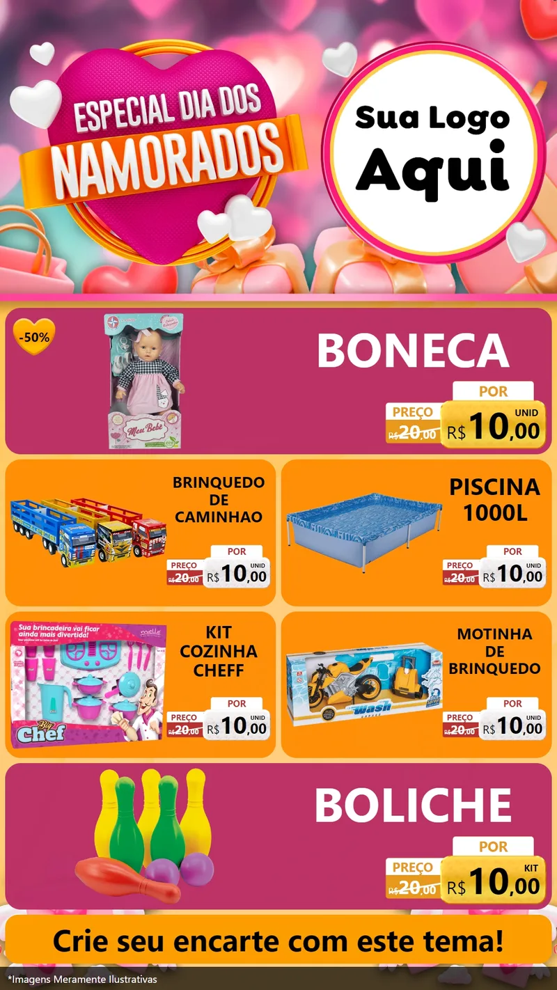 Modelo de TV para TV Vertical com o tema Especial Dia dos Namorados para Brinquedos
