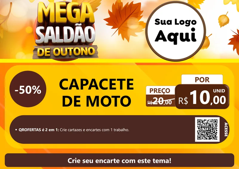 Modelo de Cartaz para Cartaz A4 Horizontal com o tema Mega Saldão de Outono para Moto peças