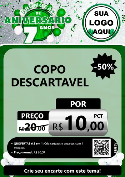 Modelo de Cartaz para Cartaz A4 Vertical com o tema Promoção de Aniversário - 7 Anos para Embalagens