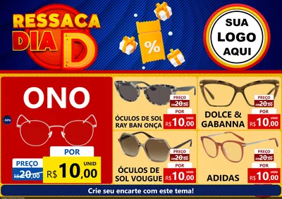 Modelo de Encarte para Encarte A4 Horizontal com o tema Ressaca Dia D para Óticas