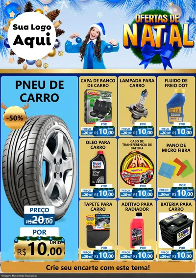 Modelo de Encarte para Encarte A4 Vertical com o tema Ofertas de Natal para Auto peças