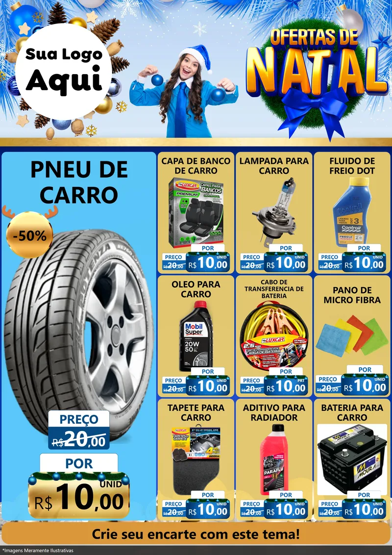 Modelo de Encarte para Encarte A4 Vertical com o tema Ofertas de Natal para Auto peças
