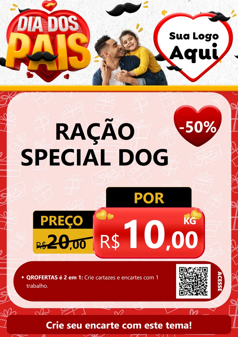 Modelo de Cartaz para Cartaz A4 Vertical com o tema Dia dos Pais para Pet Shop