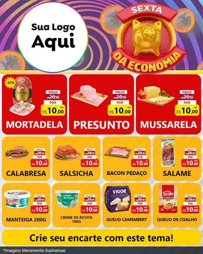 Modelo de Rede Social para Feed Instagram com o tema Sexta da Economia para Frios e Laticínios