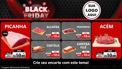 Modelo de TV para TV Horizontal com o tema Black Friday para Açougue