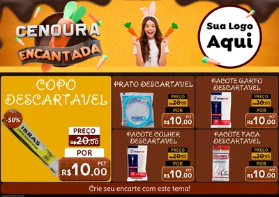 Modelo de Encarte para Encarte A4 Horizontal com o tema Cenoura Encantada - Páscoa para Embalagens