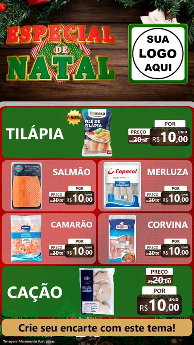 Modelo de TV para TV Vertical com o tema Especial de Natal para Peixaria
