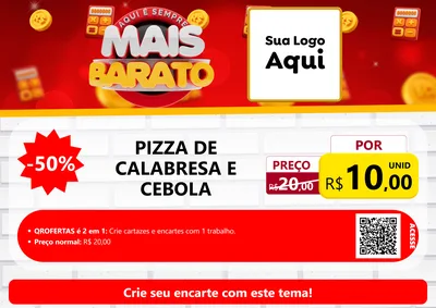 Modelo de Cartaz para Cartaz A4 Horizontal com o tema Mais Barato para Pizzaria