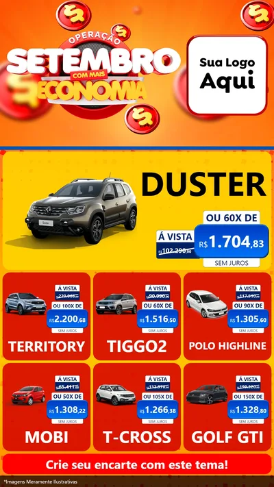 Modelo de Rede Social para Stories com o tema Operação Setembro Com Muita Economia para Concessionaria de Carros